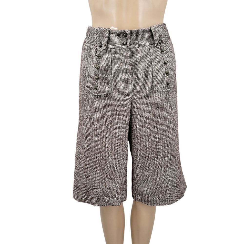 Boston Proper Wool Silk Blend Tweed Bremuda Trouser Shorts Double Breasted
